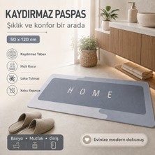 Nobera Kauçuk Kaymaz Tabanlı Ultra Emici Banyo Paspası 50X120CM – Hızlı Kuruyan Paspas Gri