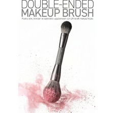 Alix Avien Pudra, Allık, Bronzer ve Aydınlatıcı Için Çift Taraflı Makyaj Fırçası - Double Ended Makeup Brush