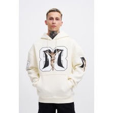 Machinist Clothing Erkek 88 Jesus Baskılı Oversize Sweatshirt Ekru