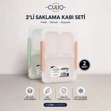 Culiq 2'li Contalı Bölmeli Saklama Kabı Seti 1 Litre | Bpa Içermez | Sızdırmaz Kapaklı Lunch Box