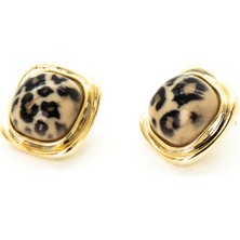 Biem Accessory Biem Krem Leopar Kare Küpe