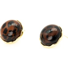 Biem Accessory Biem Kahverengi Leopar Yuvarlak Küpe