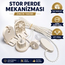 bgvibe  Adet Stor Perde Mekanizması 32MM Geniş Kasa Çift Vidalı Takmatik Zincir Takımı Tam Set Zebra Perde Mekanizması