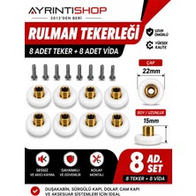 AYRINTISHOP Ayrıntishop Rulman Tekerleği 22MM 15BOY Set 8 Li - 8 Adet Vidalar Dahil