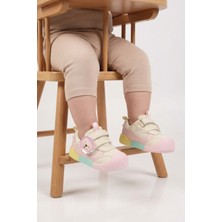 Marco Kids Bej Pembe Turuncu Cırtlı Fileli Anatomik Bebek Spor Ayakkabı 26Y704 B
