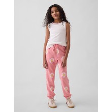 Gap Kız Çocuk Açık Pembe Relaxed Gap Logo Fransız Havlu Kumaş Jogger Eşofman Altı