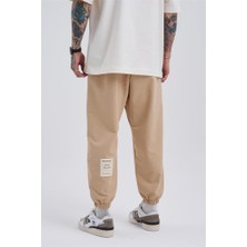 Machinist Clothing Oversize Basic Bel Paça Lastikli 3 Cepli Jogger Eşofman Altı Bej