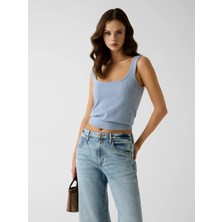 Guess Kolsuz Nina Triko Kadın Mavi Bluz W6YR15Z0956-A70Q