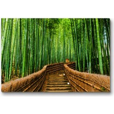 Tablo 70X100 cm Bambu Ormanı Kanvas Tablo Büyük Boy Dekoratif Duvar Tablosu Japon Bahçesi Doğa Manzara Tablosu