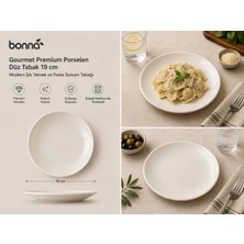 Bonnami Bonna Gourmet Premium Porselen Düz Tabak 19 cm - Modern Şık Yemek ve Pasta Sunum Tabağı