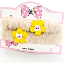 Biem Accessory Biem Peluş Ikili Çiçekli Simit Toka Krem