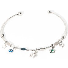 Biem Accessory Biem Ince Charmlı Gümüş Renk Çelik Bileklik