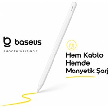 BASEUSONLINE Baseus Smooth Writing 2 Çift Şarjlı Avuç Içi Reddetme Özellikli iPad Uyumlu Aktif Stylus Kalem (2018-2026 Arası Ipad'ler ile Uyumlu)