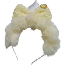 Biem Accessory Biem Peluş Fiyonklu Taç Ekru