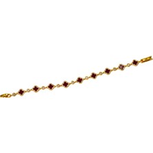 Biem Accessory Biem Büyük Bordo Taşlı Yonca Bileklik