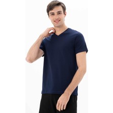 Ar-ma Erkek V Yaka Tişört Baskisiz Basic Slim Fit Full Süprem Y25344452801