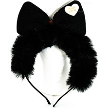 Biem Accessory Biem Peluş Fiyonklu Taç Siyah