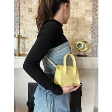 Carryme.Now Sarı Kroko Desen Tek Saplı Askı Aksesuarlı El ve Omuz Çantası