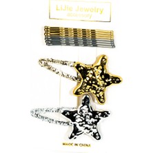 Biem Accessory Biem Gold ve Gümüş Renk Büyük Simli Yıldızlı Toka Set