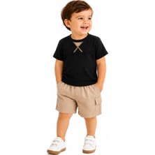 Tucankids Erkek Çocuk Siyah Bej Ikili Takım Günlük Yazlık Takım 2-5 Yaş