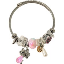 Biem Accessory Biem Pandora Model Çelik Bileklik Pembe2