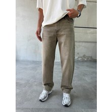 Difransel Jeans Soluk Efektli Vizon Baggy Jean