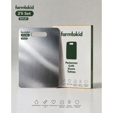 Farmtokid Paslanmaz Çelik Kesme Tahtası 2'li Set – 304 Kalite Outlet Ürün