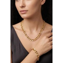 Samanyolu / Uzayyolu Tasarım Gold Çelik Zincir Kolye | Sirius Serisi