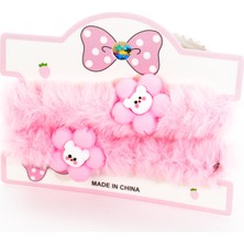 Biem Accessory Biem Peluş Ikili Çiçekli Simit Toka Açık Pembe