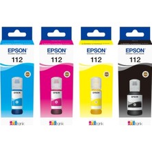 Epson 112 Siyah Renkli Orjinal Şişe Mürekkep Takımı Net ve Canlı Renkler İçin Ofis ve Ev Kullanımı