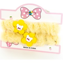 Biem Accessory Biem Peluş Ikili Çiçekli Simit Toka Sarı