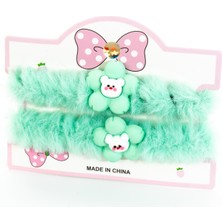 Biem Accessory Biem Peluş Ikili Çiçekli Simit Toka Yeşil