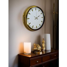Calais Gold & White Lüks Tasarım 40 cm Gold Metal Duvar Saati