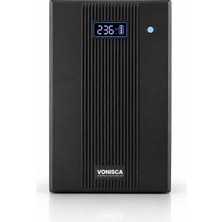 Vonisca D-1000 1000VA 600W Line Interactive LCD UPS Kesintisiz Güç Kaynağı AVR Kamera Sistemi NVR DVR Güvenlik