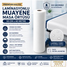 Bezos Premium Laminasyonlu Muayene Masa Örtüsü 50 cm x 40 Metre | Sıvı Geçirmez Tek Kullanımlık Sedye Örtüsü | 1 Rulo 100 Yaprak Hijyenik Muayene Örtüsü