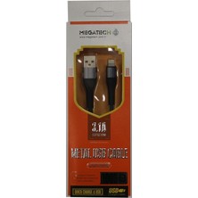 Megatech 3.1A  Örgülü A Serisi IPH7 Data Kablosu Gri-Siyah