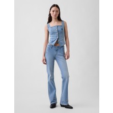 Gap Kadın Açık Mavi Low Rise Long & Lean Sailor Jean Pantolon