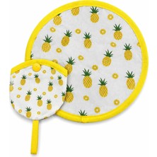 Modex Tropikal Ananas Desenli Katlanabilir Çantalı Yelpaze (21*21)