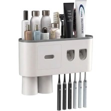 Banyo Organizer Diş Fırçası Tutucu Çift Dispenserli Raflı Çekmeceli