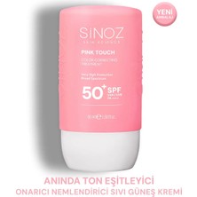 Sinoz Pink Touch Anında Ton Eşitleyici Leke Karşıtı SPF50+ Pembe Sıvı Yüz Güneş Kremi PA++++ 50ml