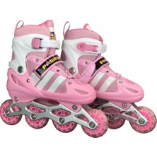 Brother Toys Pembe Çocuk Pateni Işıklı Numara Ayarlanabilen 2+2 ve 2+1+1 Teker Paten 34-37 M Beden
