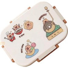 Vagonlife Bento 600ML Lunchbox Capybara Desenli Tek Katlı 2 Bölmeli Paslanmaz Çelik Sefer Tası Yemek Kutusu