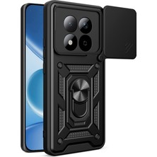 Case 4u Xiaomi Redmi Note 15 Pro Kılıf Magnetik Standlı Kamera Korumalı Zore Sürgülü Vega Kapak Siyah