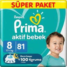 Prima 8 Beden Aktif Bebek Bezi Süper Paket 27X3 81 Adet