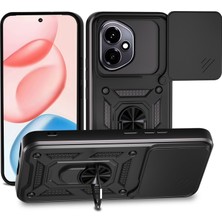 Case 4u Honor 400 Kılıf Magnetik Standlı Kamera Korumalı Zore Sürgülü Vega Kapak Siyah