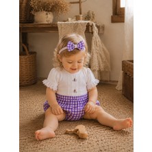 Mama Miel Baby Pötikare Soft Serisi El Işlemesi Havuç Tavşan Fistolu Yazlık Bebek Romper Bandana Set %100 Pamuk