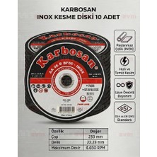 Karbosan Inox Paslanmaz Çelik Kesme Diski 230X1.9 mm Büyük Spiral Taşı 10 Adet