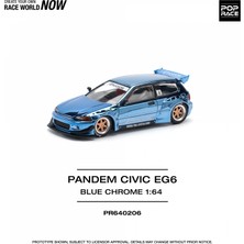 Pop Race PR40206 1/64 Pandem Honda Civic Eg6 Blue Chrome