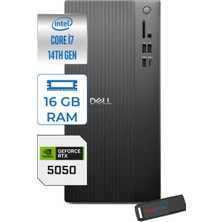 Dell Tower ECT1250 Intel® Core™ İ7-14700 16GB Ddr5 4tb SSD 8GB/RTX5050 WIN11HOME Mini Tower Masaüstü Bilgisayar RPLSR00724H05+ZETTAUSBBELLEK