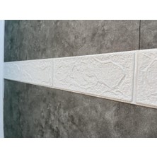 Renkli Duvarlar Kendinden Yapışkanlı Beyaz Tuğla Desen Bordür 10 Adet 7x70 cm Esnek ve Kokusuz
